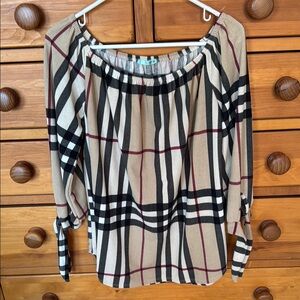 Cream Off the Shoulder 3/4 Sleeve Relaxed Blouse